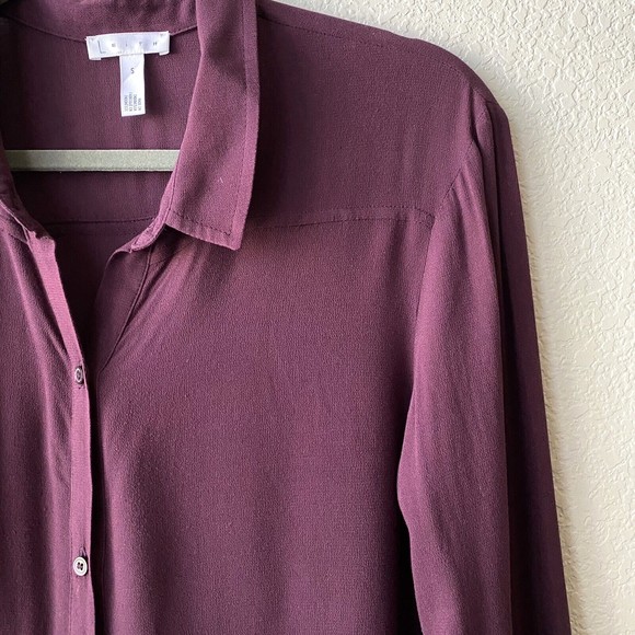 Leith Womens Tunic Shirt Size Small Button Front Maroon Lightweight - Picture 3 of 7